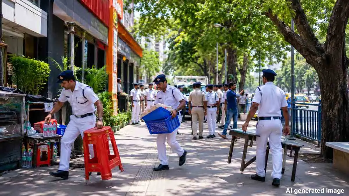 পার্ক স্ট্রিটে ফুটপাত দখলমুক্ত করতে কড়া পদক্ষেপ